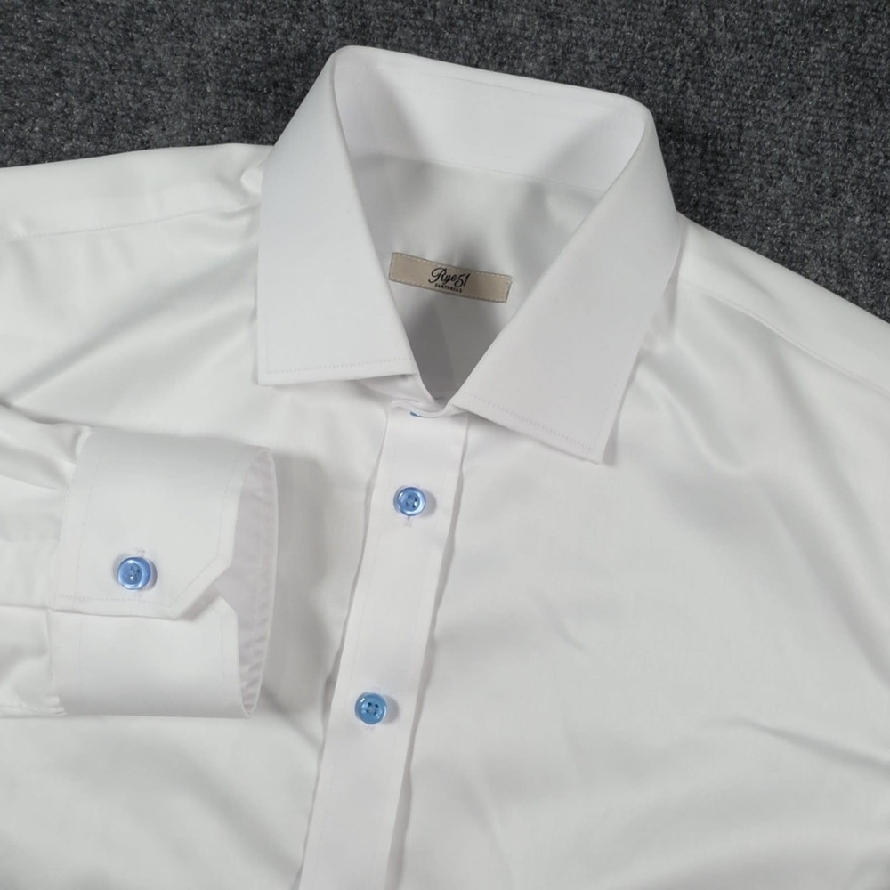 Rye 51 Sartorial Dress Shirt Mens White Long Sleeve Business Twill Slim Fit
